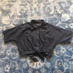 UO Black button-down midi top